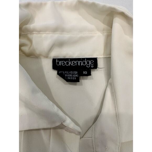 Breckenridge Vintage Ivory Cream Box Pleated Long Sleeve Blouse-Size 10 - Picture 6 of 9